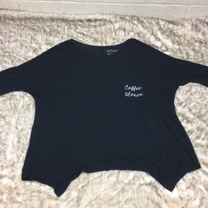 Black XL Half-Sleeve “Coffee Please” Top